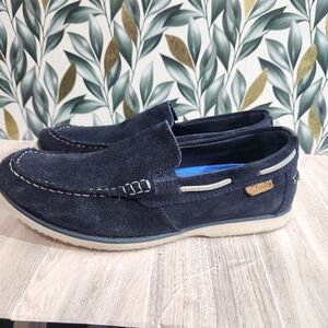 Clarks Noonan Navy Blue Suede Moccasin Loafers Men's Size 10 Slip On Shoes